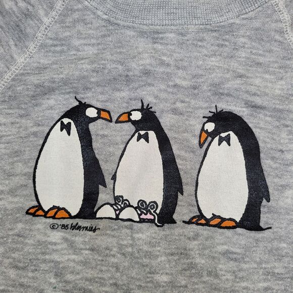 Vintage 1985 Penguin Sweatshirt Womens Medium 19x21 Gray - Picture 11 of 13